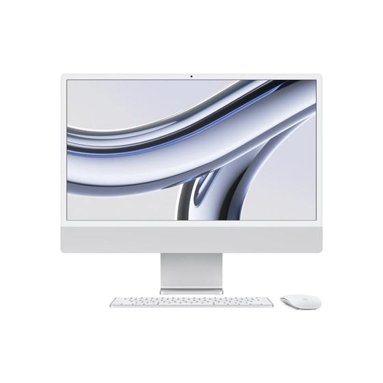 Imagem de iMac Apple Tela Retina 24" 4.5K, Chip M3, CPU 8 Núcleos GPU 10 Núcleos, SSD 256GB, Prateado - MQRJ3BZ/A