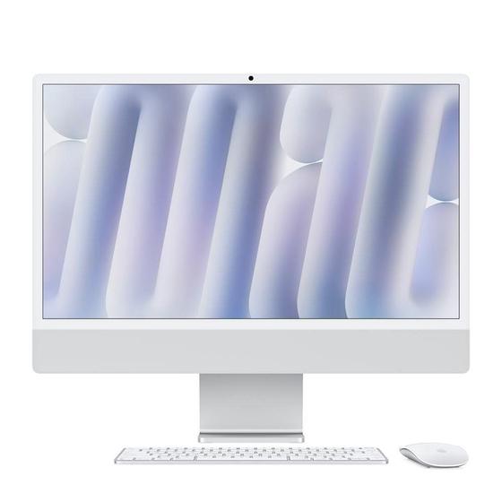 Imagem de iMac Apple Tela Retina 24" 4.5K, Chip M4, CPU 10 Núcleos, GPU 10 Núcleos, Neural Engine de 16 Núcleos, 16GB RAM, 256GB SSD, Prata - MWUU3BZ/A