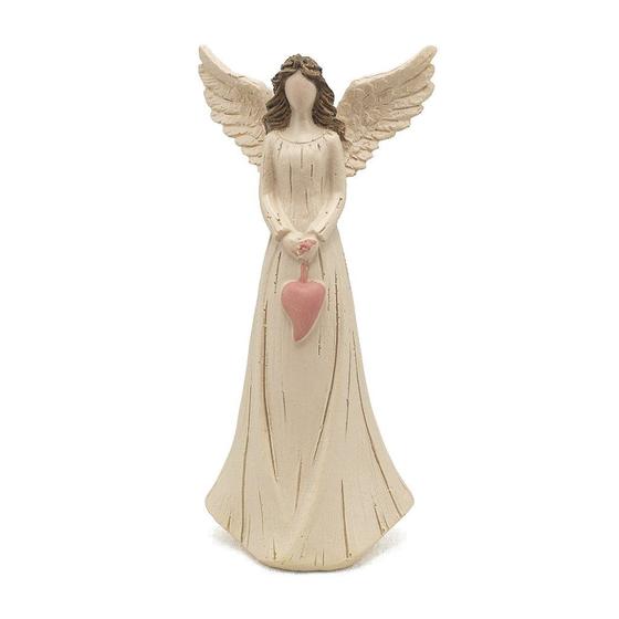 Imagem de Imagem Anjo Clássico Asa Aberta Bolsa Coração Resina 15 cm
