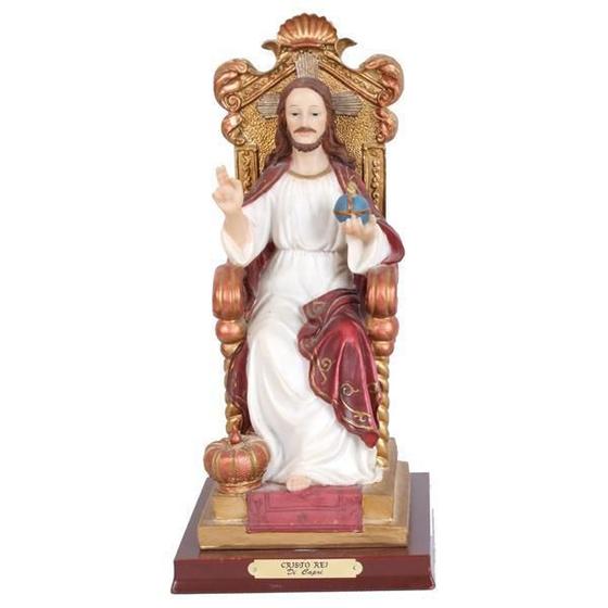 Imagem de Imagem Cristo Rei Resina Importada Religiosa 30cm