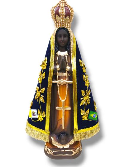 Imagem de Imagem de Nossa Senhora Aparecida em gesso de 32cm com Manto Bordado