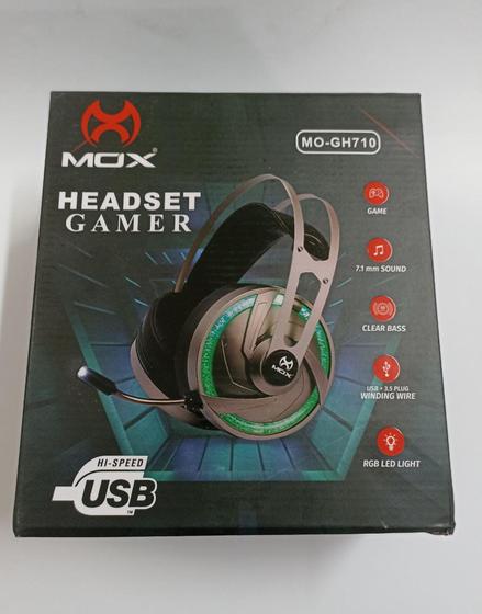 Imagem de Imagem indisponível Headset Gamer Mox MO-GH710 rgb com Fio/ Microfone - Preto