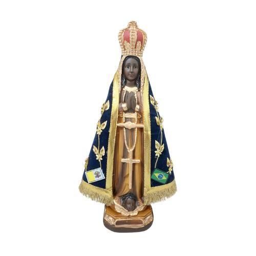 Imagem de Imagem Nossa Senhora Aparecida Manto Flocado 30cm - Gesso