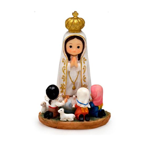 Imagem de Imagem Nossa Senhora de Fátima com Pastores 10 CM Infantil - Resina Importado