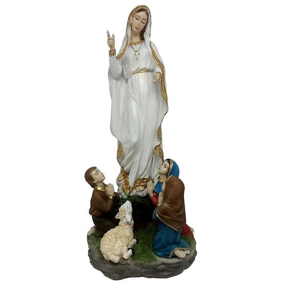 Imagem de Imagem Nossa Senhora de Fátima com Três Pastorinhos Resina 30 cm