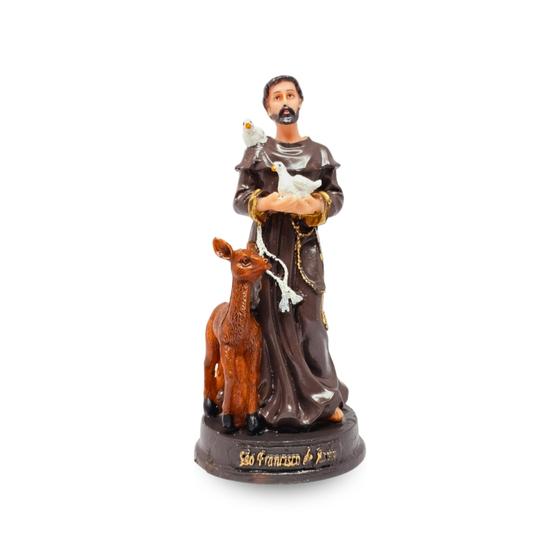 Imagem de Imagem Religiosa Arte Sacra Escultura em Resina de São Francisco de Assis 14cm Santo protetor dos animais