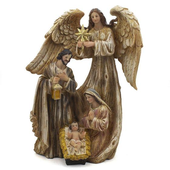 Imagem de Imagem Sagrada Família Anjo Importada Resina 30 cm - Amém Decoração Religiosa