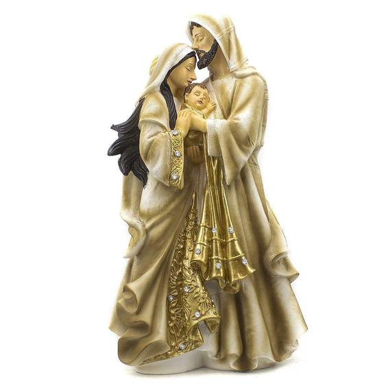 Imagem de Imagem Sagrada Família Importada Dourada Resina 41 cm