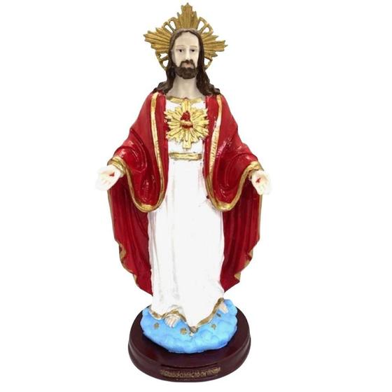 Imagem de Imagem Sagrado Coração Jesus Manto Vermelho Em Resina 31 Cm