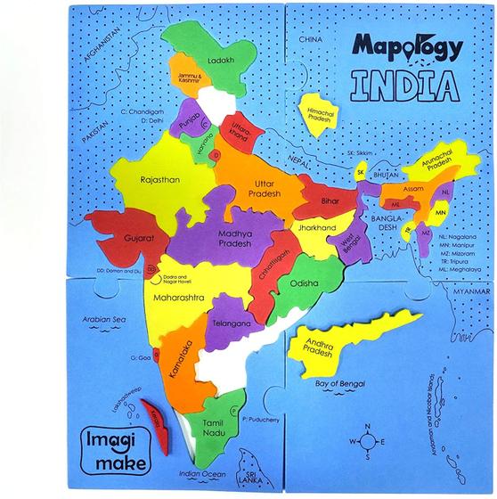 Imagem de Imagimake: Mapologia Índia- Estados da Índia- Brincar e Aprender Mapa da Índia em Quebra-Cabeça- Quebra-Cabeça- Brinquedo Educacional- para Meninos &amp Meninas