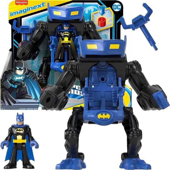 Imagem de Imaginext Mini Boneco Batman + Robô de Batalha com Luz DC - Mattel HGX79