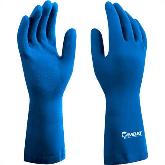 Imagem de Imbat Luva Latex  Forrada Azul 09 - Kit C/12 Pr