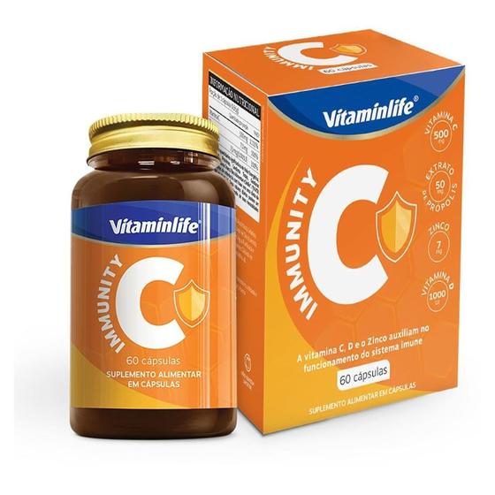 Immunity C (Vit C + Vit D + Própolis + Zinco) 60 Capsulas Vitaminlife