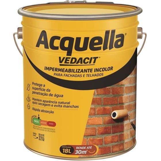 Imagem de Impermeabilizante Acquella Incolor 18l - Vedacit - 112308 - Unitário