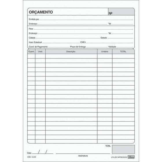 Imagem de Impresso Administrativo Orçamento 2 Vias 50 Folhas Pacote com 10