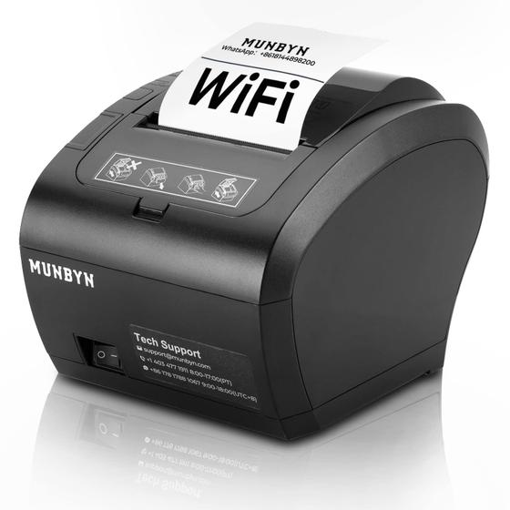 Imagem de Impressora de recibos MUNBYN P047-WiFi 80mm com USB para sistema POS