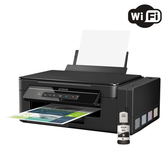 Imagem de Impressora Multifuncional Epson Ecotank L396 Color Wifi com Garrafa de Tinta T504 Ciano