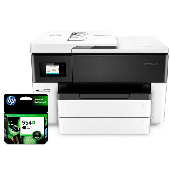 Imagem de Impressora Multifuncional HP A3 Officejet Pro 7740 G5J38A, Colorida, Wi-fi, Conexão Ethernet, Conexão USB, Bivolt + Cartucho HP 954XL Preto HP
