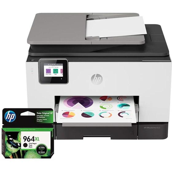 Imagem de Impressora Multifuncional HP Officejet Pro 9020 1MR69C, Colorida, Wi-fi, Conexão Ethernet, Conexão USB, Bivolt + + Cartucho HP 964XL Preto HP
