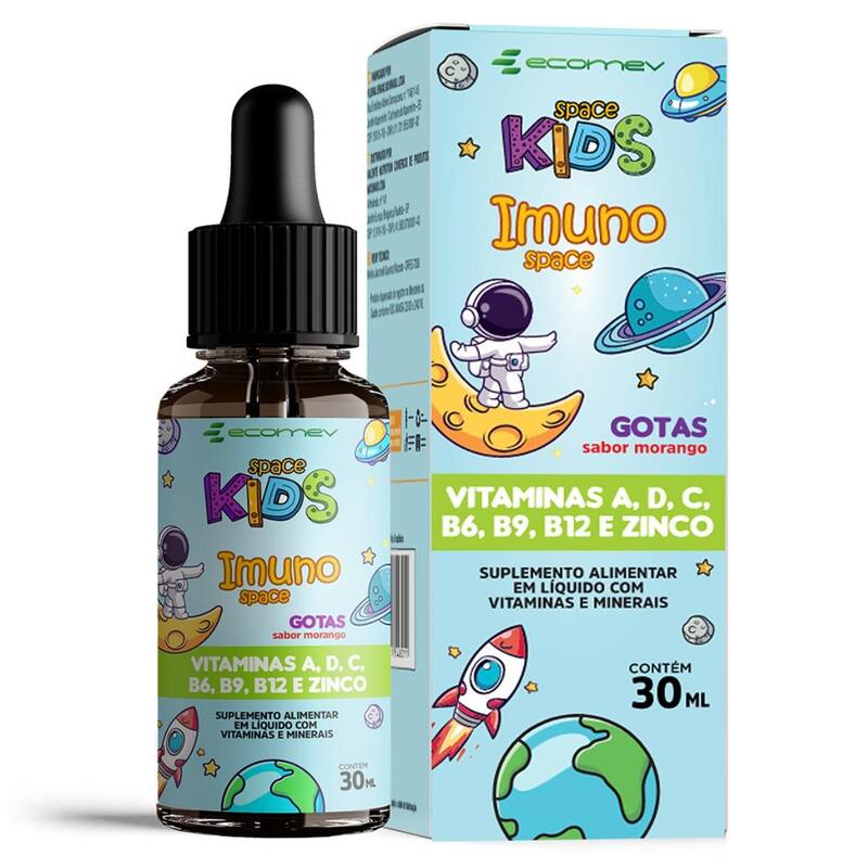 Imuno Kids Vitamina para Imunidade Infantil Em Gotas Sabor Morango 30ml ...