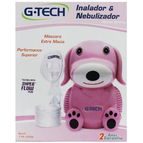 Imagem de Inalador compressor G-Tech Nebdog rosa 127V/230V