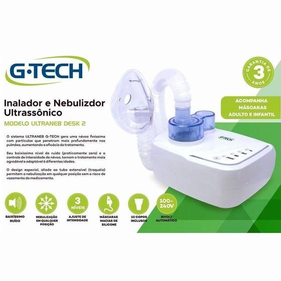 Imagem de Inalador E Nebulizador Ultrassônico Ultraneb Desk 2 G-tech