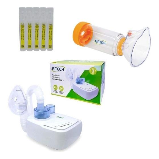 Imagem de Inalador Nebulizador + Espaçador + Soro 50 Ml G-tech