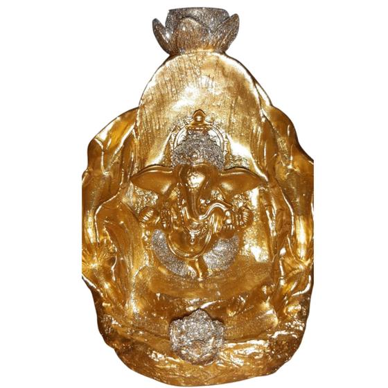 Imagem de Incensário Cascata Ganesh Dourado Shine 12cm