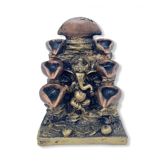 Imagem de Incensario Cascata Ganesha 8 Quedas Cobre Dour 14 cm Resina