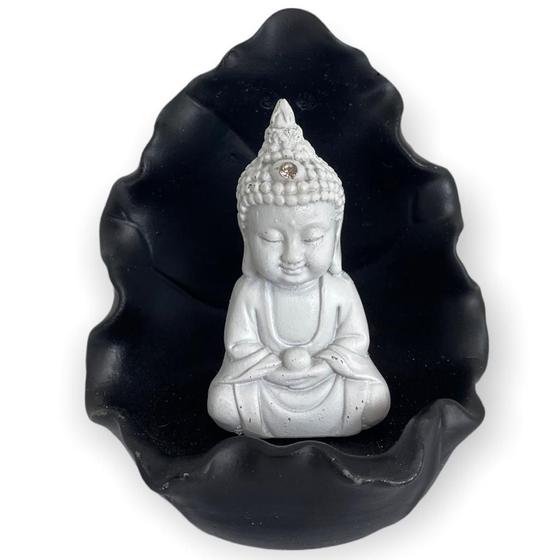 Imagem de Incensário Cascata Gruta Folha Buda Tibetano Branco E Preto