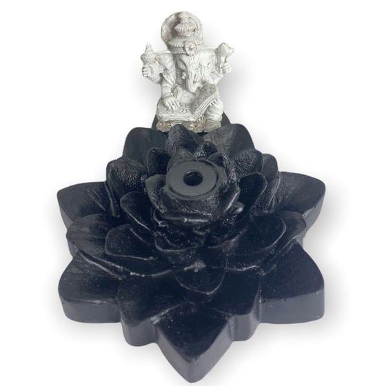 Imagem de Incensário Flor de Lotus pontudo Ganesh Livro branco e preto
