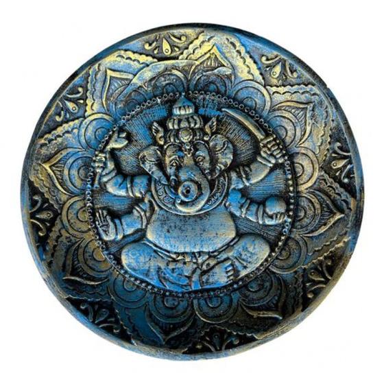 Imagem de Incensário Prato Ganesha Azul em Resina 12 cm