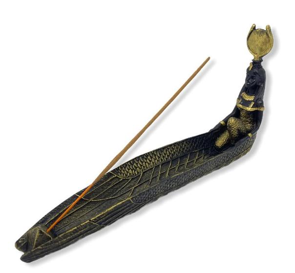 Imagem de Incensário Régua Isis 13X26 Cm Preto E Dourado Em Resina