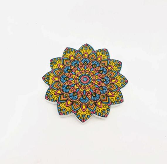 Imagem de Incensário Resina Mandala Flor de Lótus círculo sagrado 6 cm