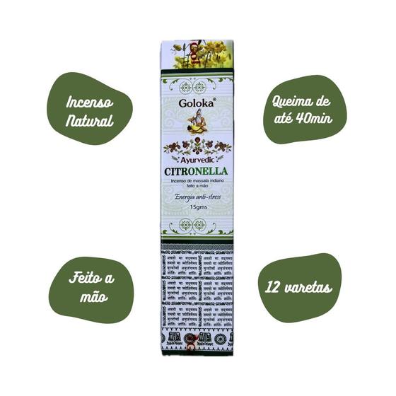 Imagem de Incenso Massala Goloka - Ayurvedic Citronella