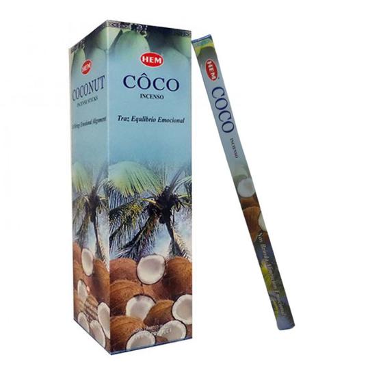 Imagem de Incenso Natural HEM - Coco 8 Varetas Purificação Energética Harmonização Ambientes Boas Energias Decorativo Relaxar Meditar