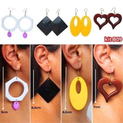 Imagem de Incríveis Brincos femininos 4 pares em diversos tamanhos e cores