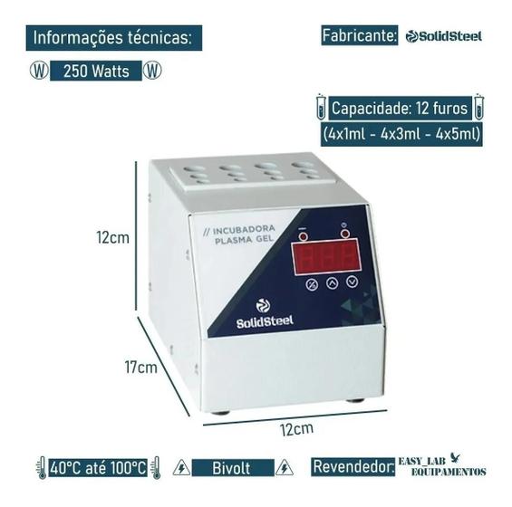 Imagem de Incubadora Para Plasma Gel, 12 Furos, 4x1ml - 4x3ml - 4x5ml Bivolt Solidsteel