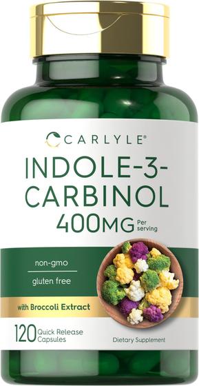 Imagem de Indole-3-Carbinol (I3C) 400mg  120 cápsulas  Fórmula avançada com extrato de brócolis  Não-OGM, sem glúten  por Carlyle