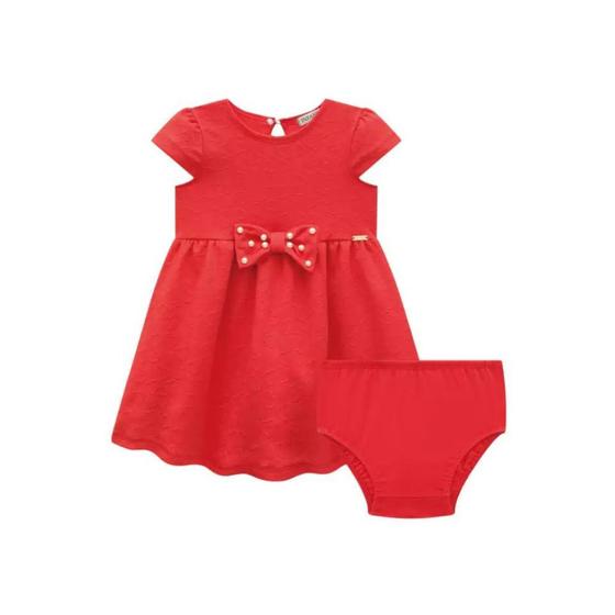 Imagem de Infanti Vestido Jacquard Coracoes e Calcinha Vermelho