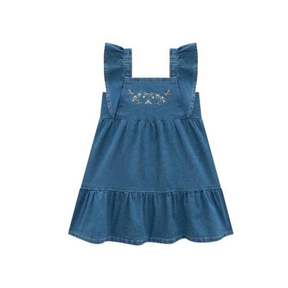 Imagem de Infanti Vestido Jeans Bordado Azul Claro