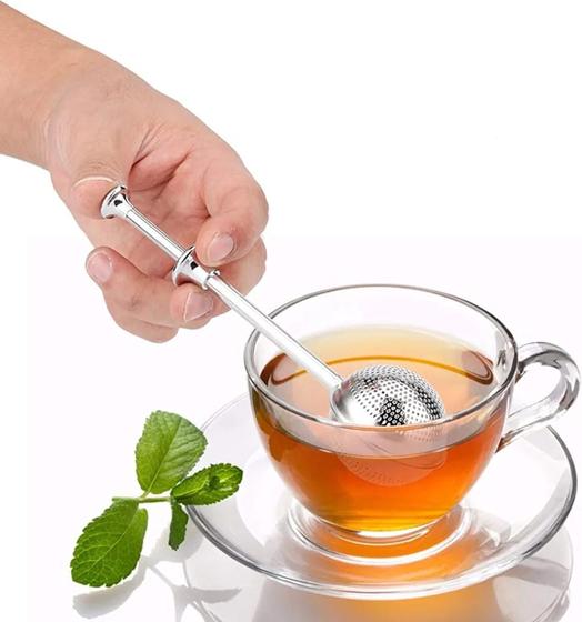 Imagem de Infusor de chá culinário aço inoxidável filtro redondo retrátil