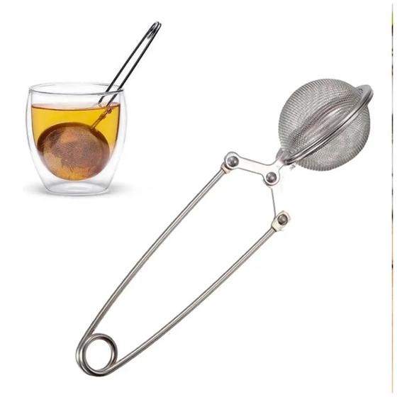 Imagem de Infusor De Chá Em Aço Inox Com Haste Coador Peneira