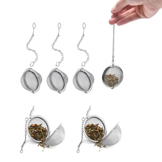 Imagem de Infusor de Cha Esfera Capsula Redonda Peneira Aço Inox 6un