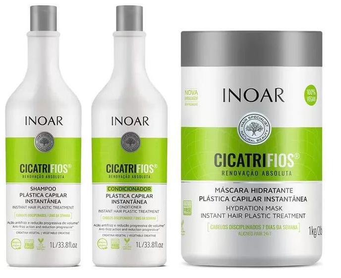 Inoar Kit Shampoo e Cond Cicatrifios 1lt + Máscara 1kg Kit de