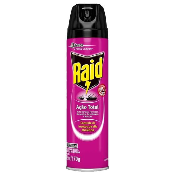 Imagem de Inseticida Aerossol Raid Ação Total 285ml - Embalagem com 12 Unidades