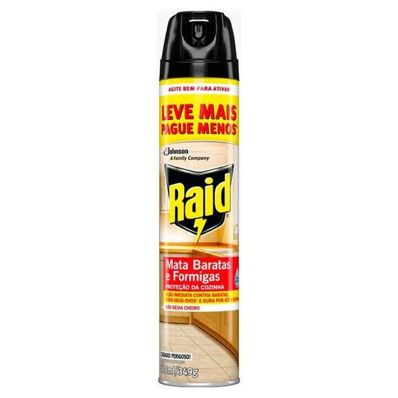 Imagem de Inseticida Aerossol Raid Mata Baratas e Formigas 420ml - Embalagem com 12 Unidades