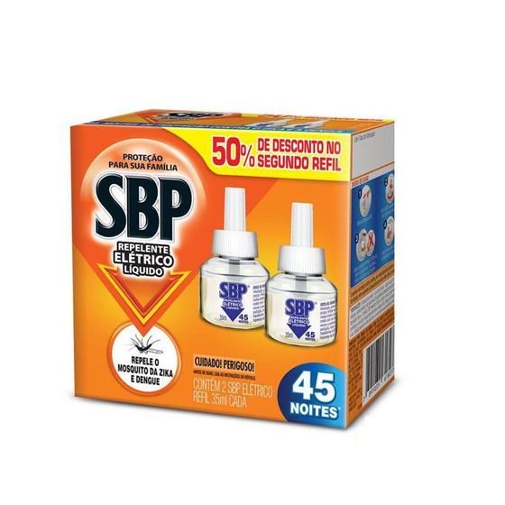 Inseticida Elétrico Líquido 45 Noites 2 Refis 35ml 50% Desconto 2 UN SBP Menor preço em Inseticida Elétrico Líquido 45 Noites 2 Refis 35ml 50% Desconto 2 UN SBP