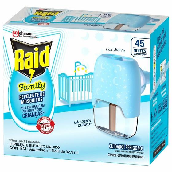 Imagem de Inseticida Elétrico Raid Family 45 Noites Aparelho + Refil 32,9ml