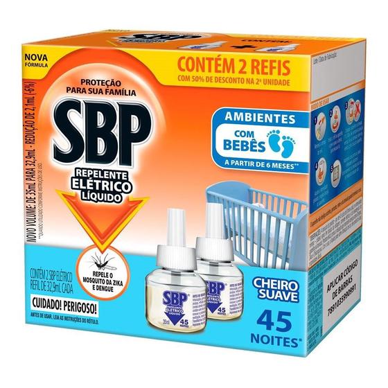 Imagem de Inseticida Elétrico Refil SBP Cheiro Suave 35ml - 2 Unidades